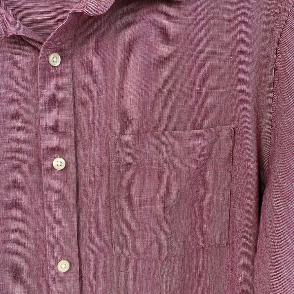 Banana Republic Linen Blend Slim Fit Shirt Mens Large Long Sleeve Button Up Red - Picture 4 of 9